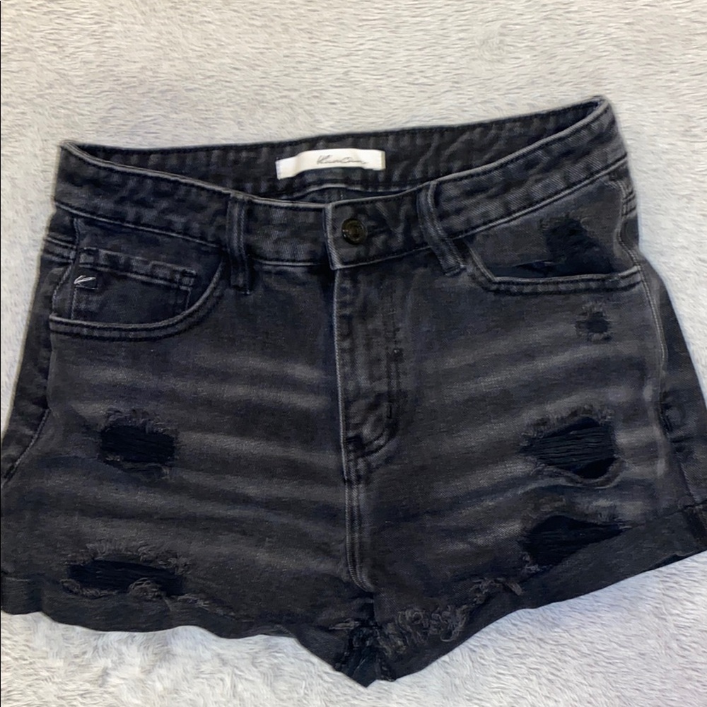 KanCan Black Distressed Denim Shorts